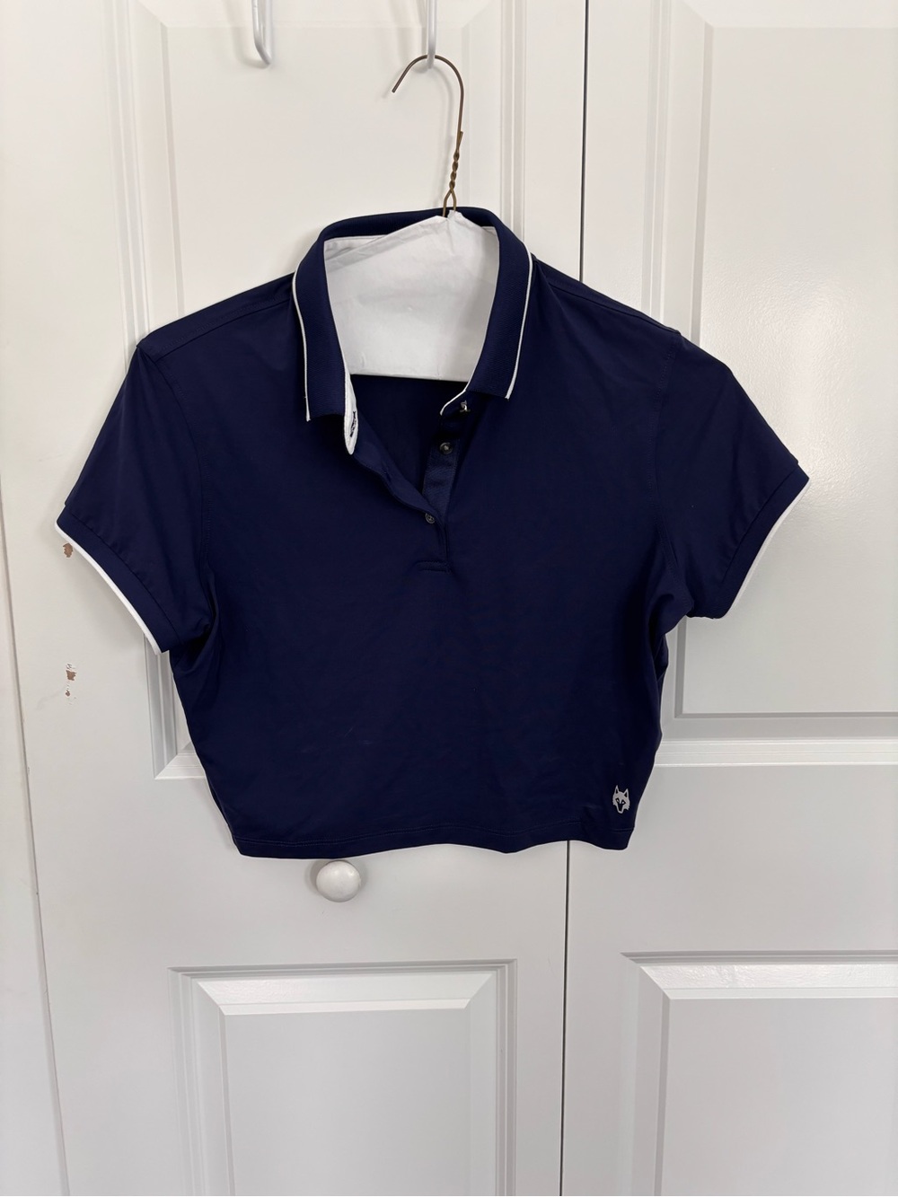 Greyson Navy Crop Polo with White Trim